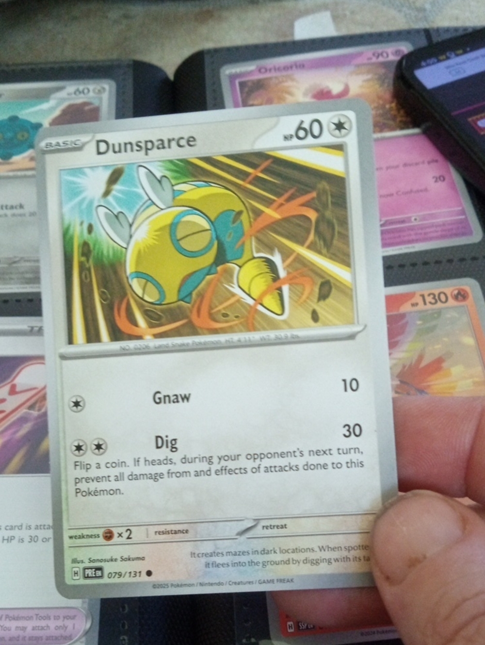 Pokemon Dunsparce Card — Yellow & Blue Artwork